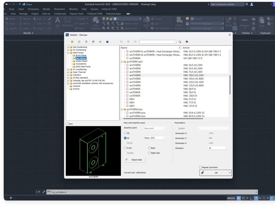 CAD könyvtár Vaillant